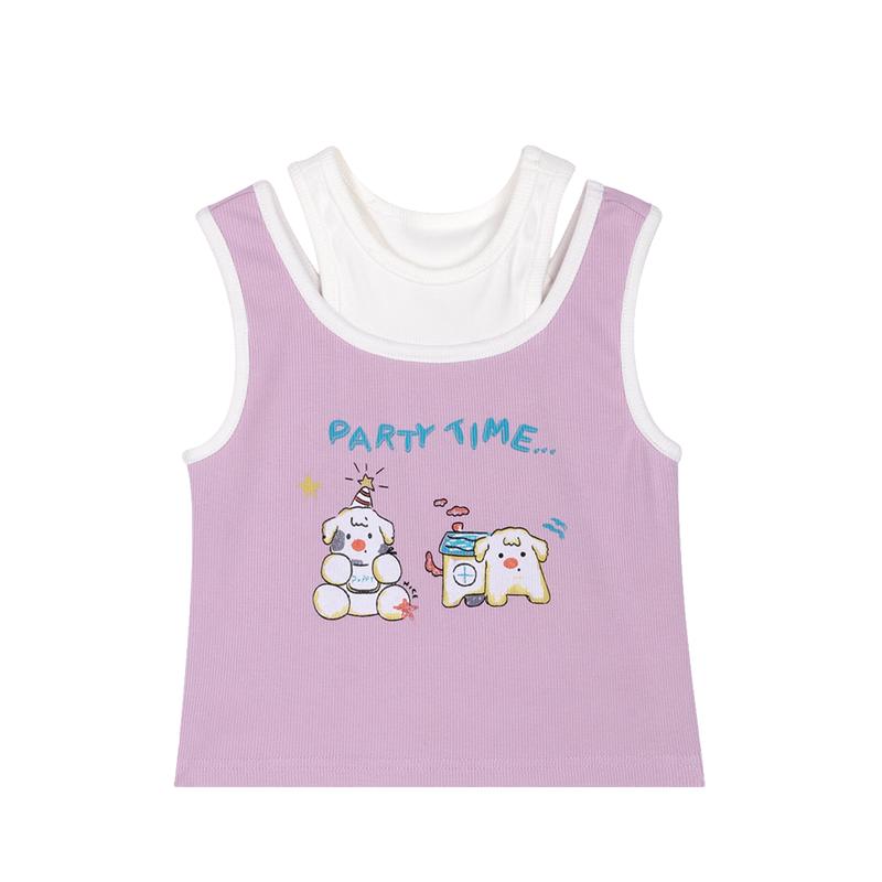LUSON Little O Baby Girls' Fake Two-Piece Sleeveless Vest Top