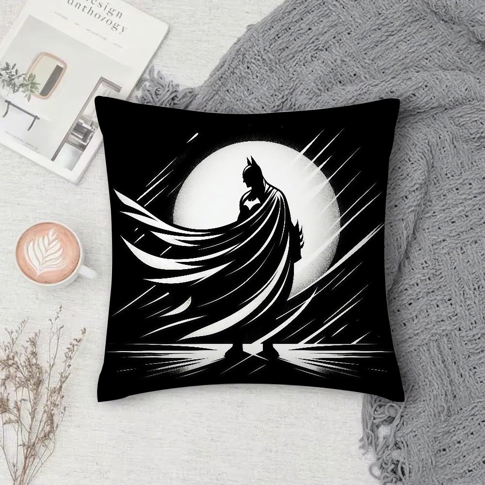 Superhero B-Bat M-Man Pillow Case Square Double-Sided Printing Sofa Cushion Cover Pillowcase Bedroom Bedside