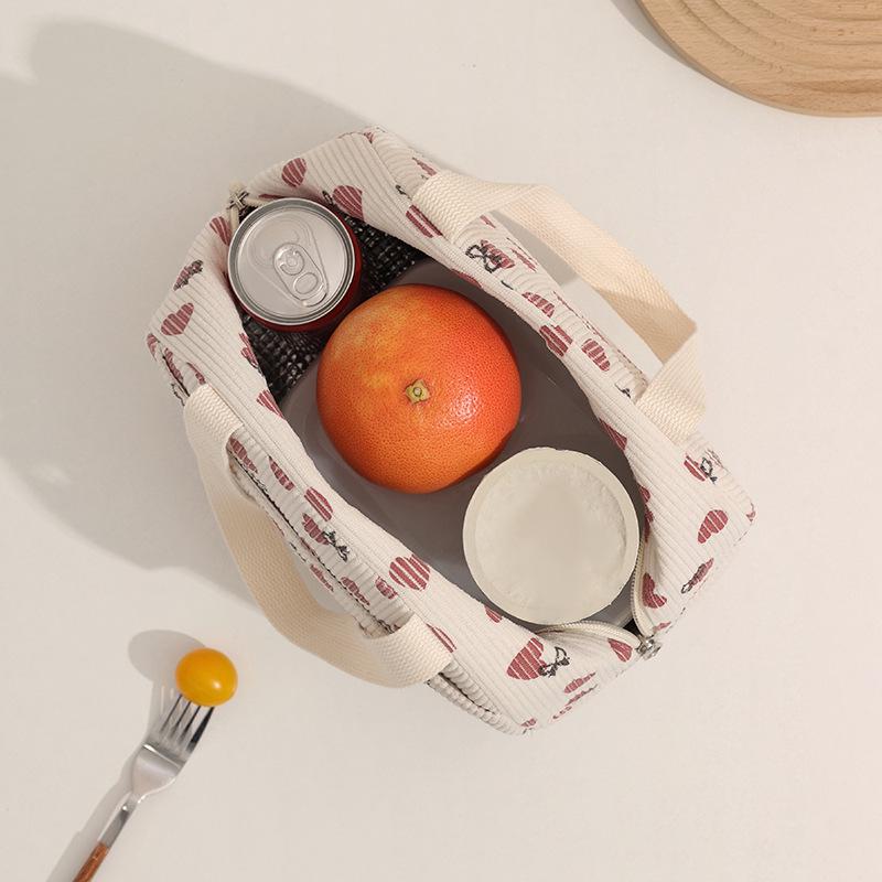 Kordfløyel Isolert Bento Lunsjveske - Ideell for Studenter og Kontorarbeidere