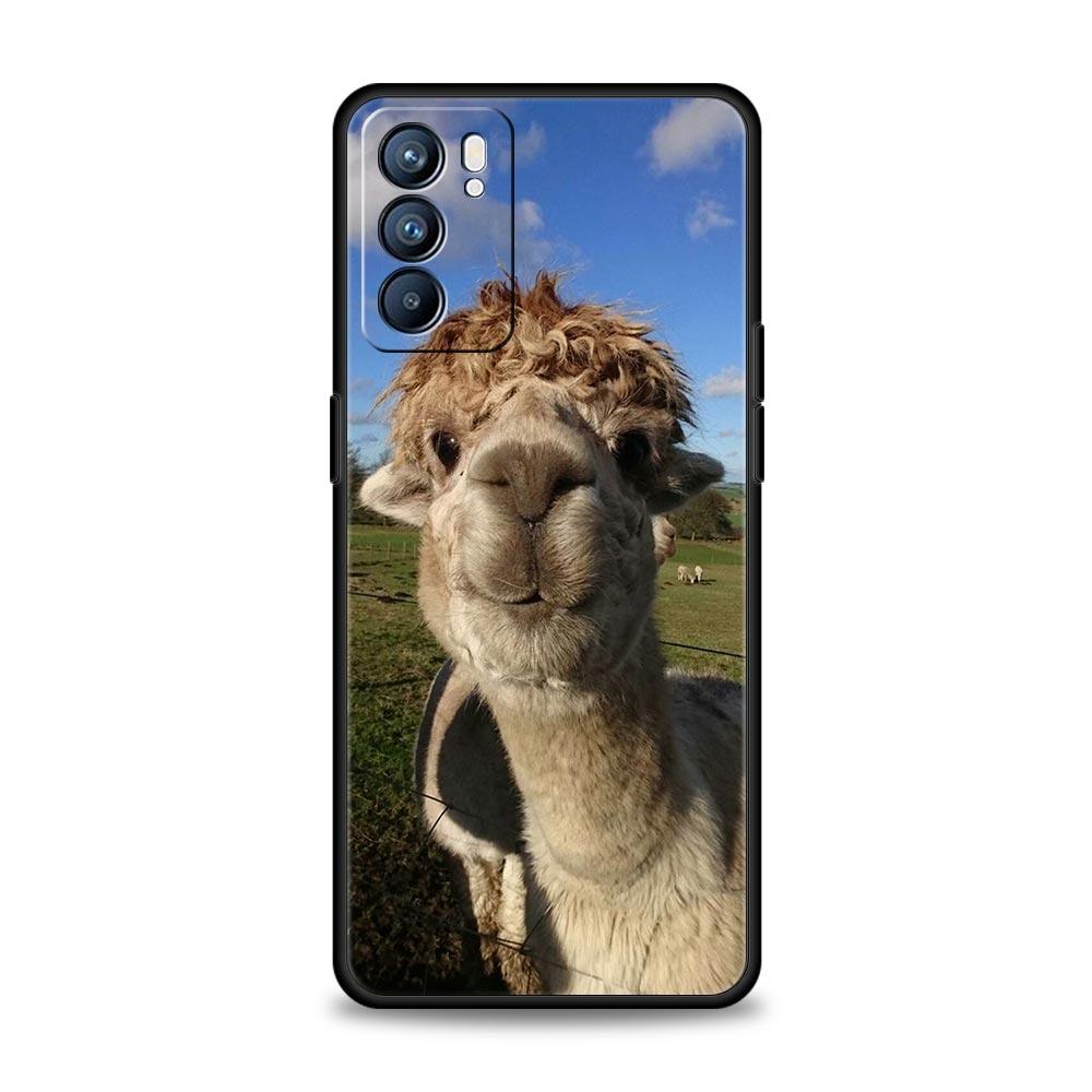 Kawaii Alpaca Lovely Phone Case For Oppo Reno8 Reno7 Reno6 Pro A54 5G Find X6 X5 A53 A52 A9 A15 A95 A17 A16 A76 A57 A31 Cover