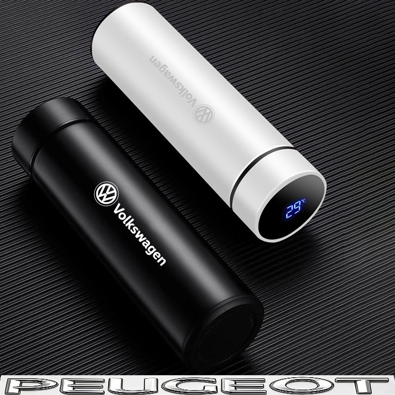 1Pcs 500ML Car Vacuum Cup 304 Stainless Steel Thermos Flask For VW Golf Tiguan T-Roc Polo Passat ID.4 T-Cross ID.3 Taigo ID.7