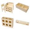 GINGER HOME Scrivania per Bambini Regolabile in Altezza con Sedia e Organizer, Tavolo Montessori in Legno Naturale, 77x50x52 cm