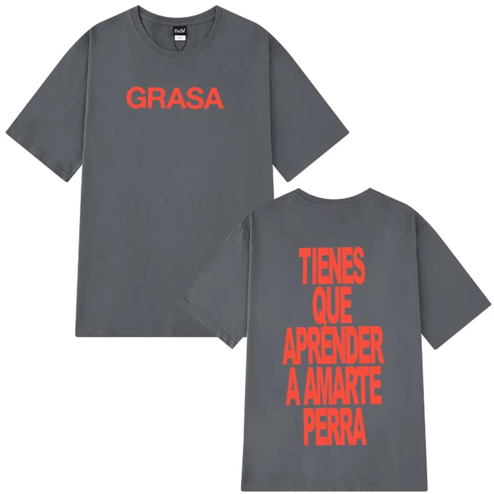 Rapper Nathy Peluso Grasa 2025 Letters Printed T Shrit Men's Women Short Sleeve Tshrits Fashion Casual Aesthetic Cotton T-shirts