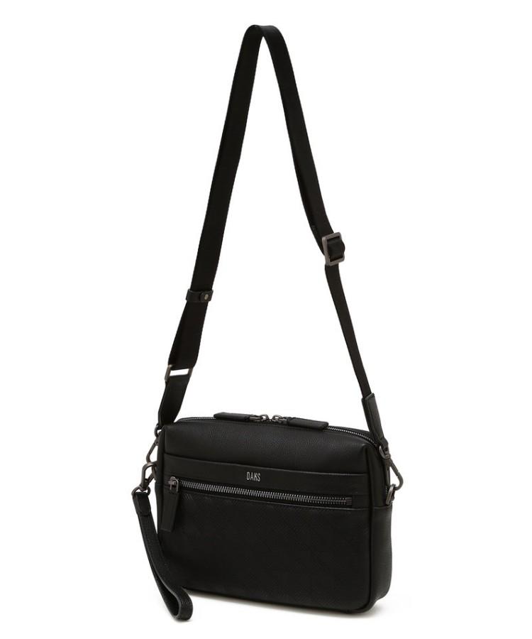 Daks Men'S Accessories Black Logo-Detailed Cowhide Crossbody Bag_Dbba6E267Bk