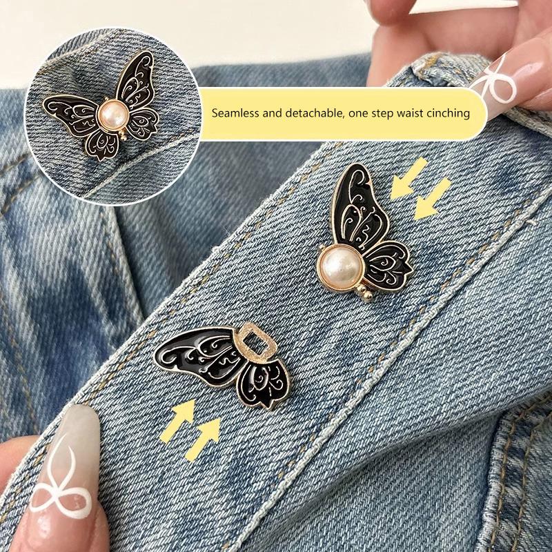 Women's Adjustable Butterfly Brooch Waist Clip Collar Pin Slimming Effect for Party Office and Street Style