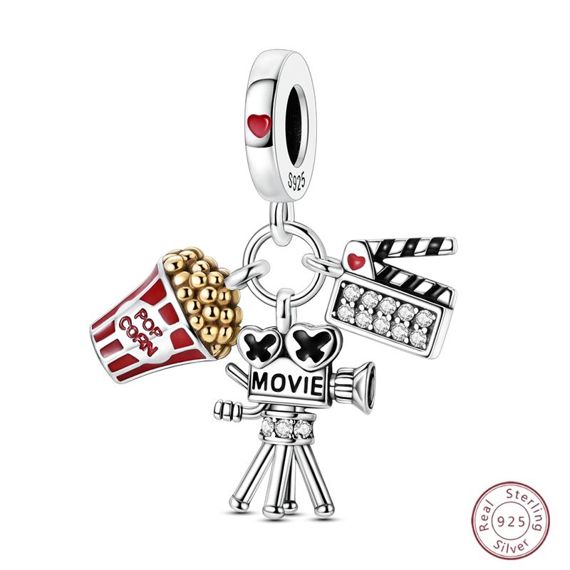 Copper Beaded Pendant Shiny Zircon Dessert Donut For Original 3Mm Bracelet Ladies Fine Jewelry