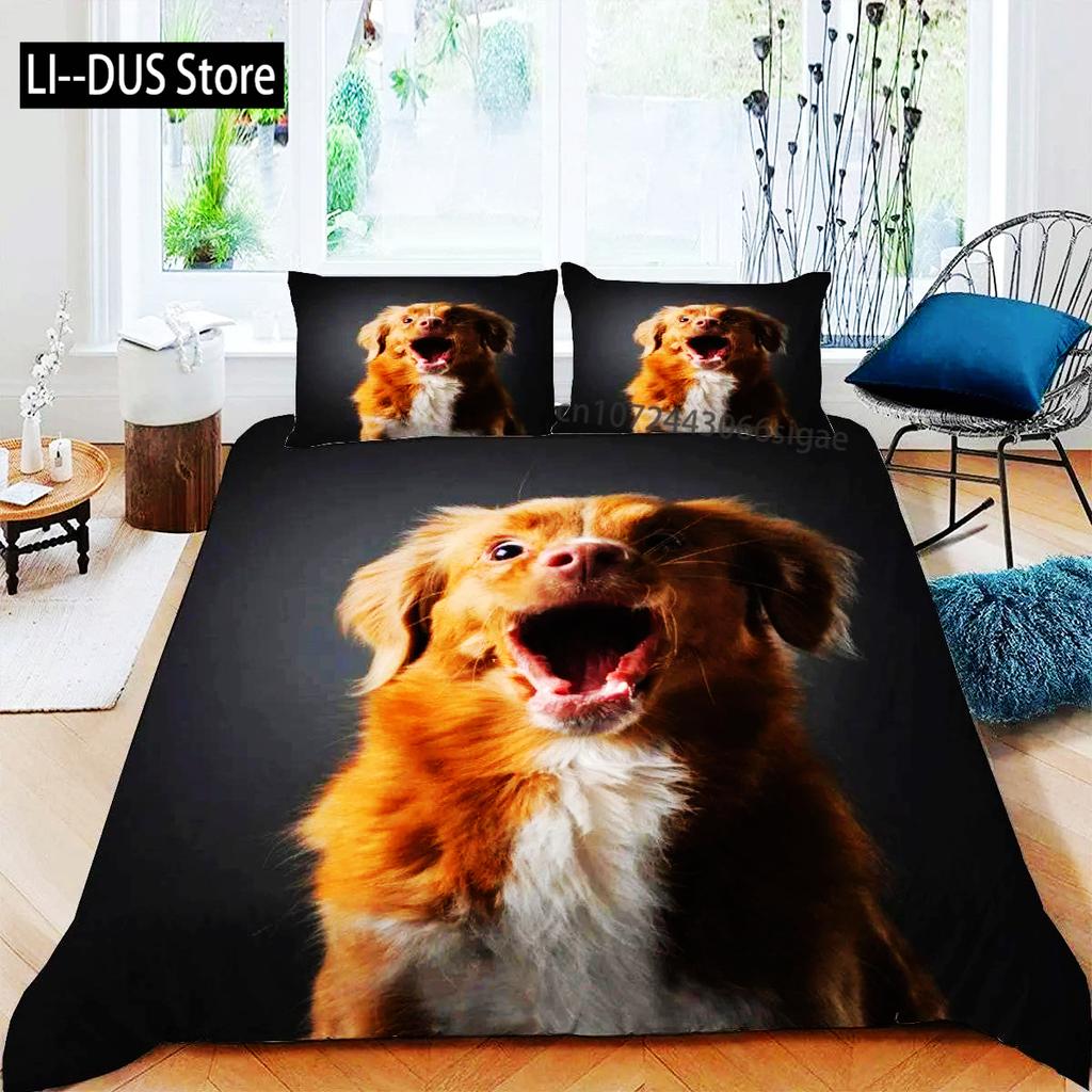 Dogs Duvet Cover Set Cute Animal Bedding Set Microfiber Bernese Mountain Dog Comforter Cover Twin Full Size For Kids Teens Boys