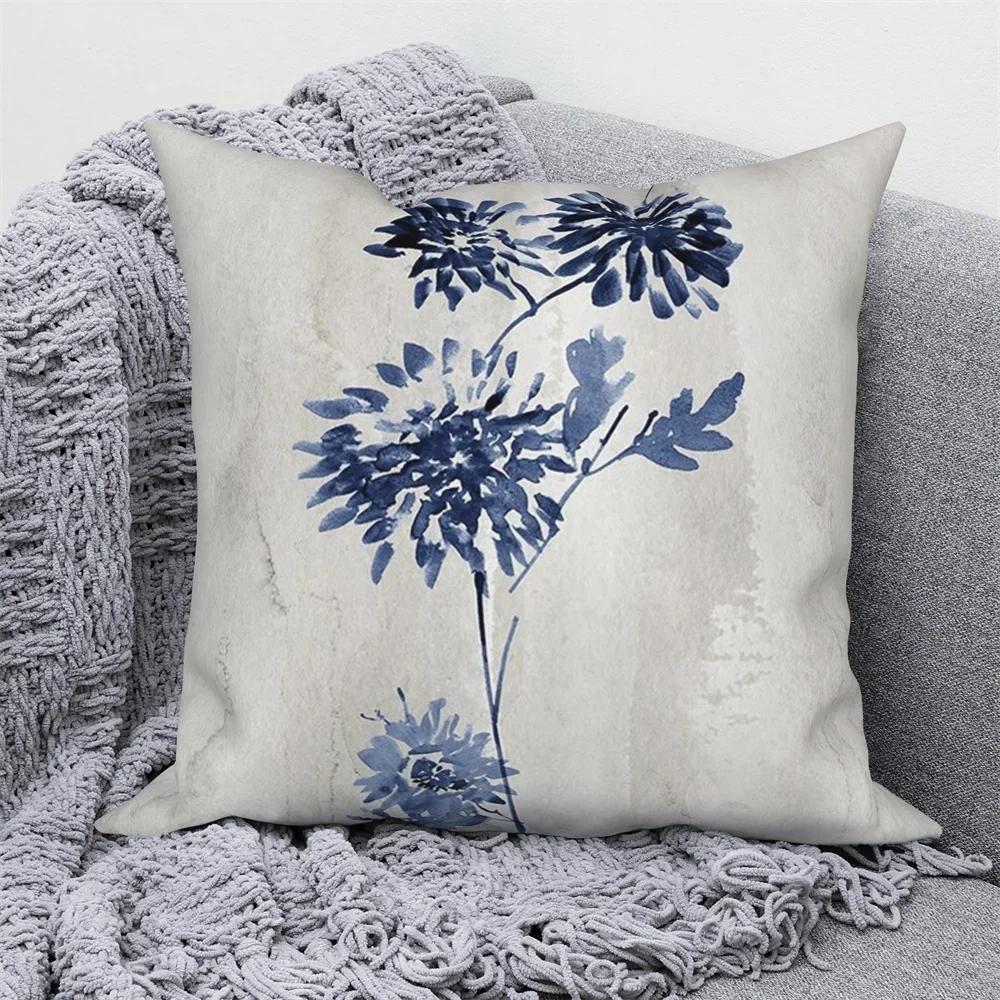 List Větvička Strom Květina Povlak na polštář Modrá Zelená Hnědá Květinový Polštář Domov Pohovka Auto Dekorace