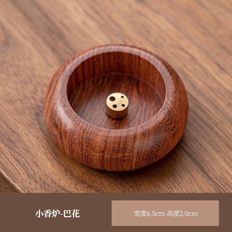 Wooden Mini Incense Holder Bowl Type Rosewood Incense Burner Stick Holder 4 Holes Smell Aromatic Bowl Shape Censer