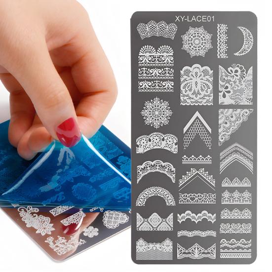 Yousheng Stamping Plates Set Bows Flowers Lace Design Manicures Decoration Metal Plate Transfer Sweet Series Template