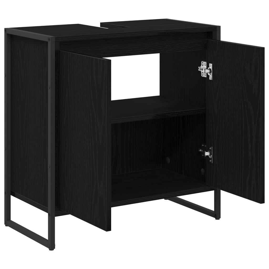 Bathroom Cabinet with Door Black Oak Effect 60 X 30 X 60 Cm