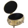 Jewelry Box Retro Rose Metal Oval Shaped Jewelry Storage Box Organizer for Ring Necklace Earrings Bronze