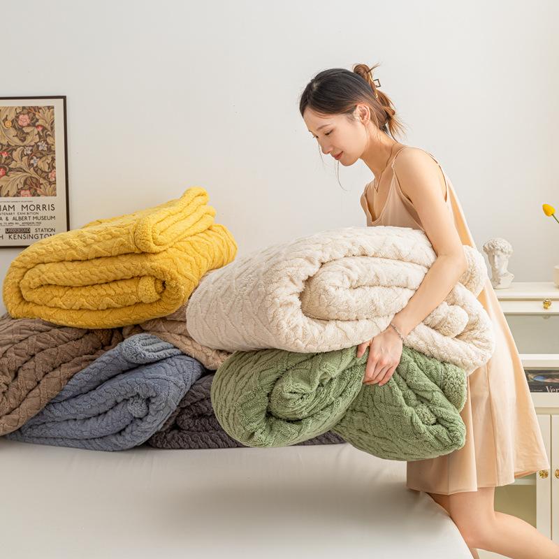Lambswool & Taffeta Plush Multicolor Blanket - Ideal for Office, Autumn, Winter & All Seasons