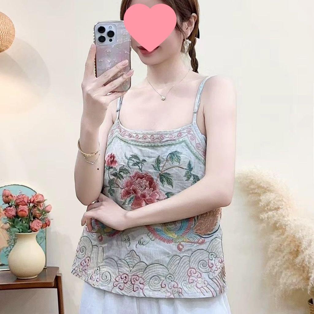 2026 Summer Guofeng Retro Embroidered Belly Band Camisole: Ethnic Chinese-Style Vest