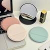 Round Makeup Mirror Leather Folding Mirror Portable Travel Touch Up Makeup Cosmetic Tool Desktop Can Stand Up Mini Mirror Gifts