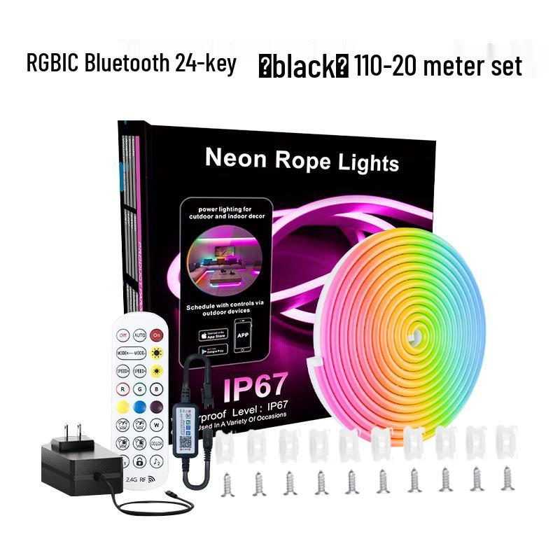 

Bluetooth Голосовое управление RGB Неоновая светодиодная лента - 30 м Силиконовые атмосферные огни для DIY декора Bluetooth 24-key EU