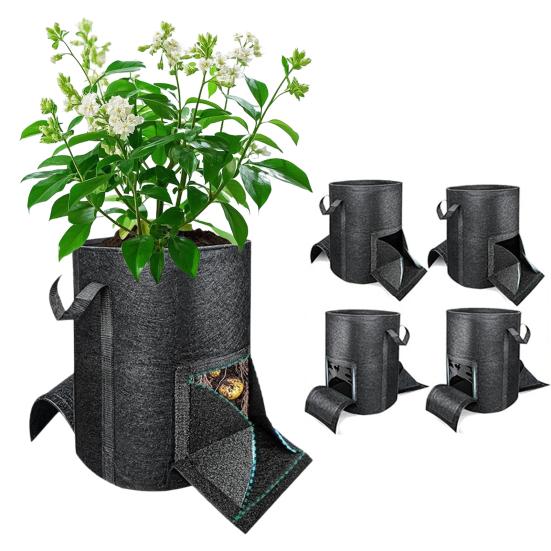 Gallon Potato Grow Bag with Pull-Down Harvest Window Non-woven Fabric Planting Bag Breathable Growing Bag with Visible