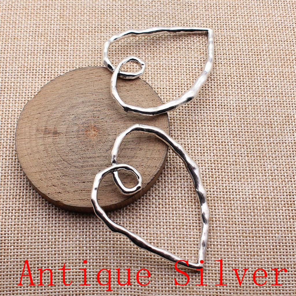 Big Heart Shaped Charms Pendant For Bracelet Necklace Jewelry Making Craft Findings