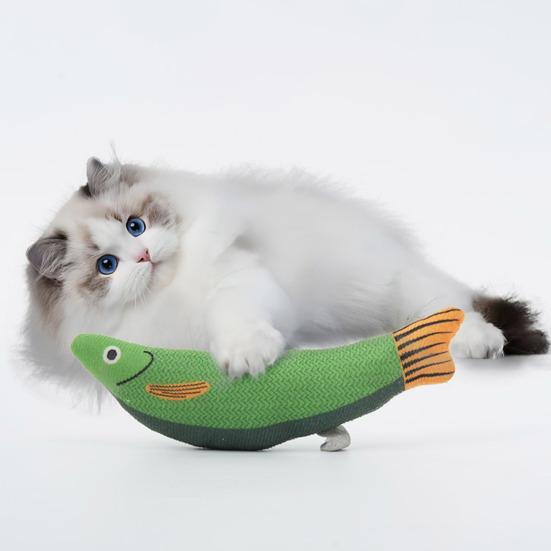 Yousheng Cat Toy Imitation Fish Design Built-in Catnip Kitten Teething Aid Bite-resistant Teeth Grinder Scratch-Resistant Pet