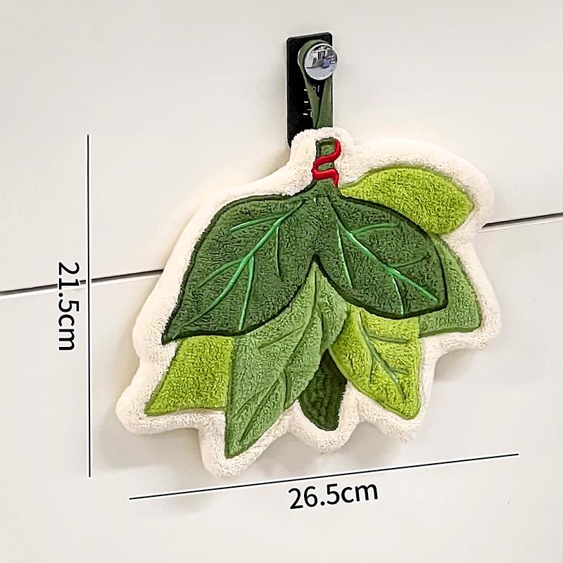 Thickened Plush Kitchen Towel Infusion Shaped Washable Clear Plant Print Hanging Absorbent Towel Household Decorative Towel