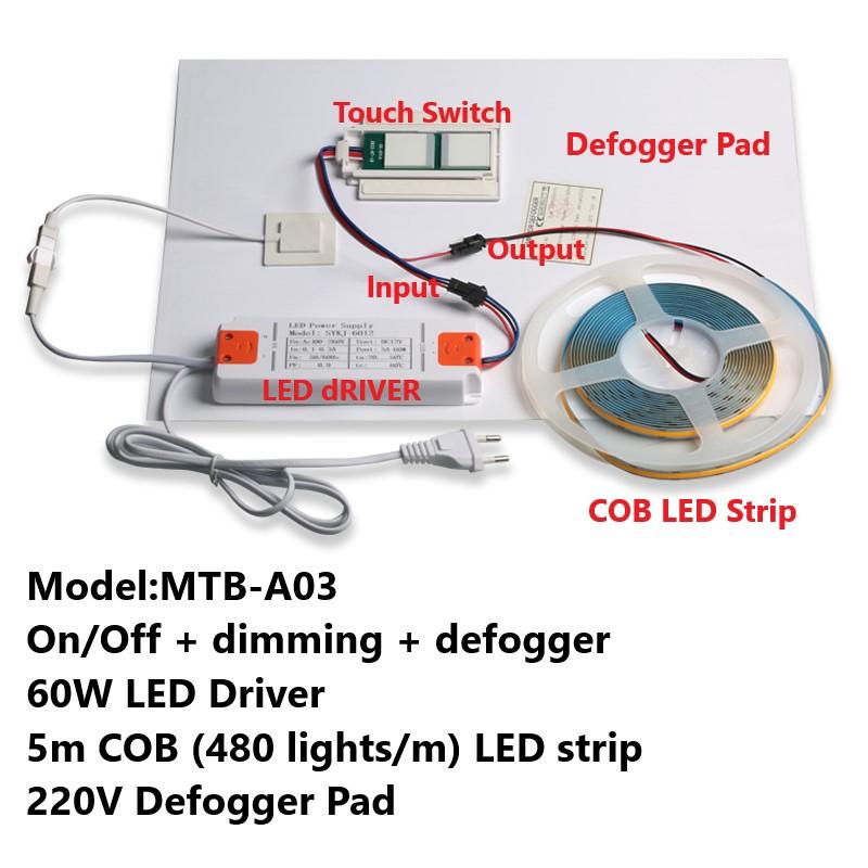 DC 12V 5A 60W LED Touch Dimmer Light Switch Touch Sensor For Mirror With Changing Dimmer Anti Fog 220V Defogger Pad