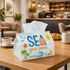 1pc Cute Modern Coastal Tissue Box, Sea Icon Illustration Perfect for Outdoor Gatherings, Daily Desktop Use, And Suitable for Bedrooms, Living Rooms, 