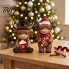 Unique Holiday Home Soft Furnishings 2Pcs Christmas Highland Cow Figurines, Resin Santa Reindeer Cow, with Hat, Detailed Animal Craft Hot Cocoa, Decor