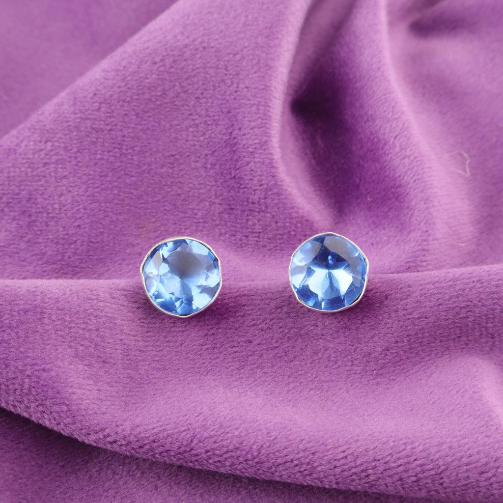 Sisters Day Sale Round Tanzanite Gemstone 925 Silver New Stud Earrings Jewelry EE-150-12