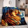 1pc Lion Art Print Blanket - Lightweight Flannel Fleece with Digital Printing, Soft Warm for Sofa, Travel, Camping, Office Yy251018325