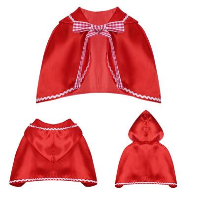 Girls Riding Hood Costume Satin Hooded Cloak Cosplay Cape Fancy Halloween Dress Robe Costume