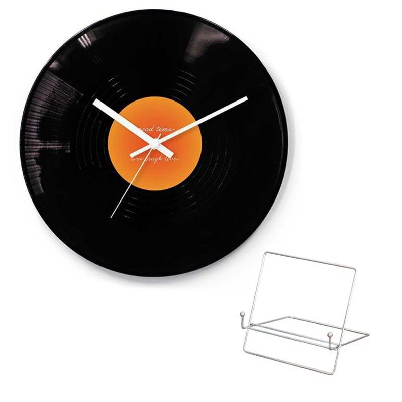 Creative Vinyl Record Style Clock with Display Stand Clock Ornament