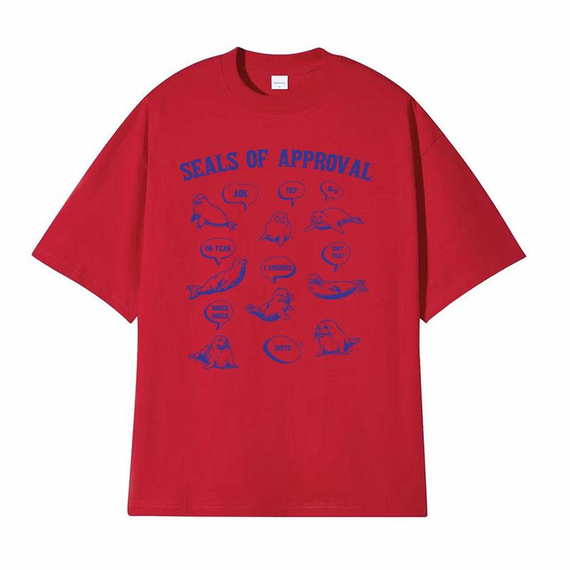

Seals of Approval Funny Meme Retro TShirt for Men Women Fashion Aesthetic 90s Tshirts Casual Cotton ONeck Short Sleeve Tshirt S