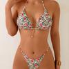 Fashion Sexy Halter Tie Leopard Print Three Piece Bikini Trendy For Beach Holiday
