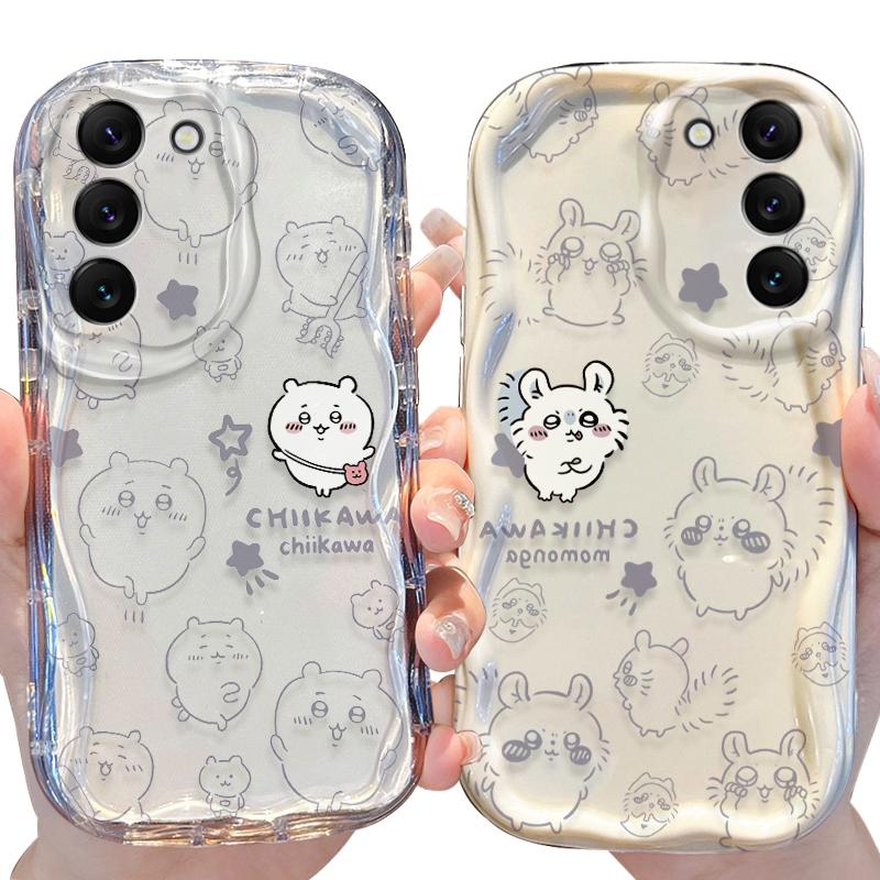 C-Chiikawas Wave Case for Samsung Galaxy S24 S23 S22 S21 Ultra Plus S20 FE A73 A72 A71 A55 A54 5G A53 A52 A51 4G A50S A50 Cover