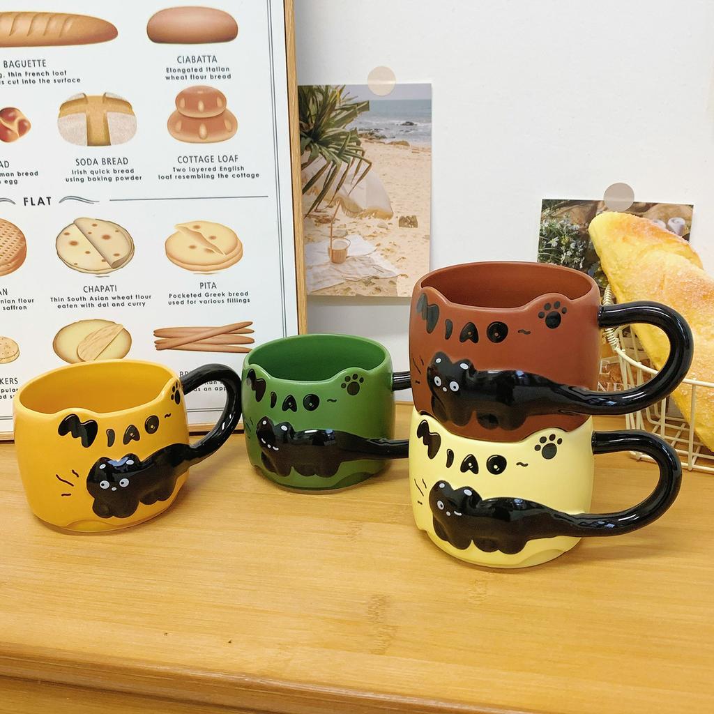Senso del Design Gatto Tazza Impilabile Alto Valore Tazza in Ceramica Coppia Tazza per Bere Acqua Domestica Tazza per Caffè Colazione Uomo