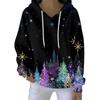 Women's Fashion Casual Hooded Loose Printed Long Sleeve Sweatshirt