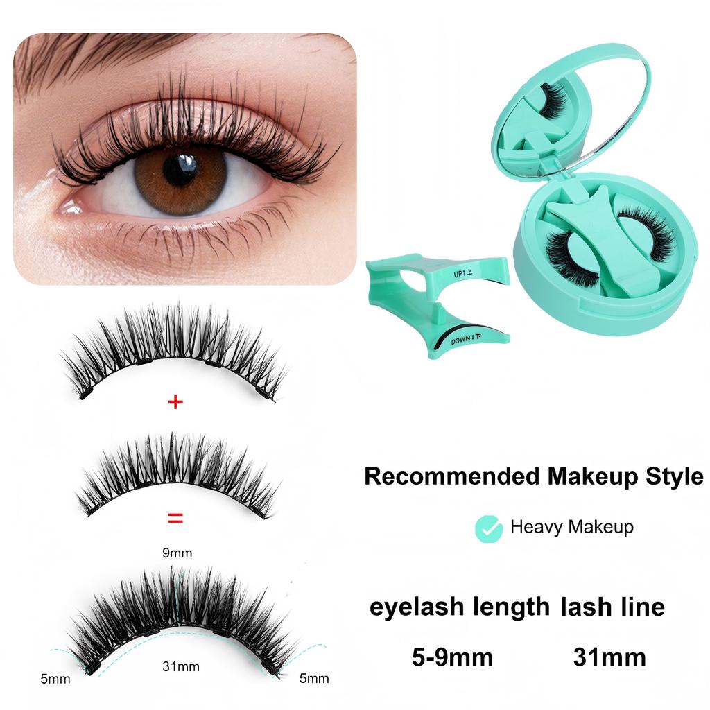 Handmade Reusable Full Strip Magnetic Eyelashes No Glue Needed Easy to Wear Waterproof Soft Magnetic False Eyelashes