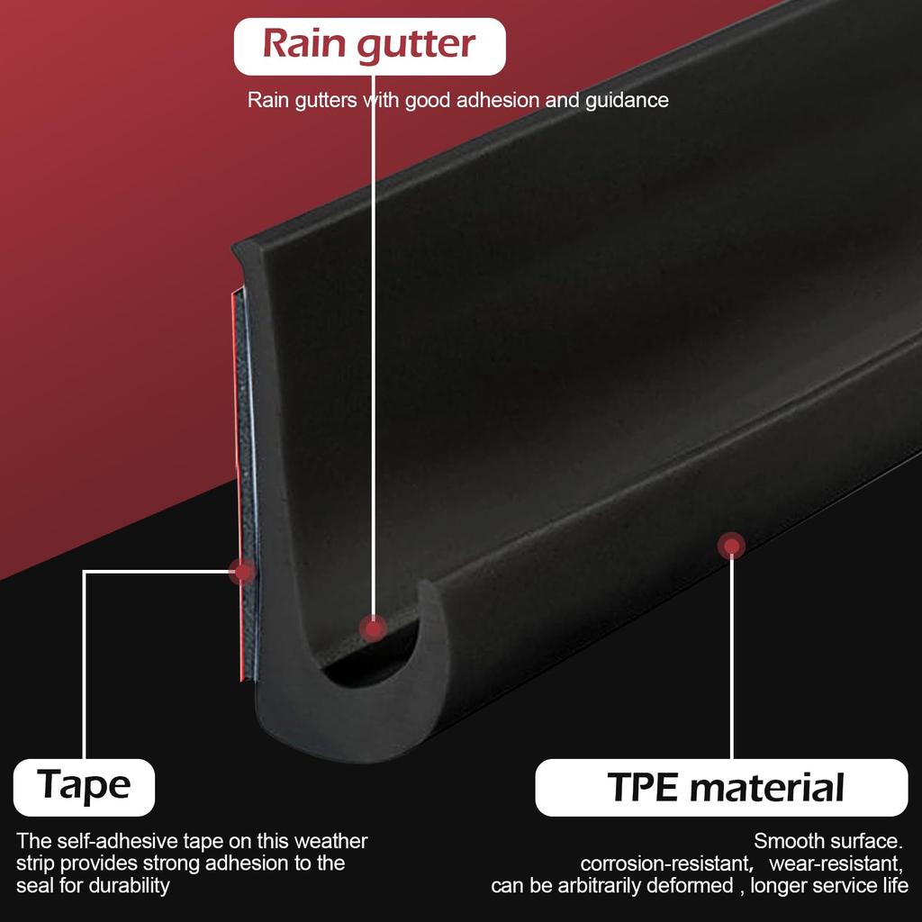 HARUMAKI Rain Gutter Car Door Drain Drip Rain Roof Rain Diversion Adhesive Flexible Trim Moulding for and Motorhomes Moulding, Tape-Type Moulding,