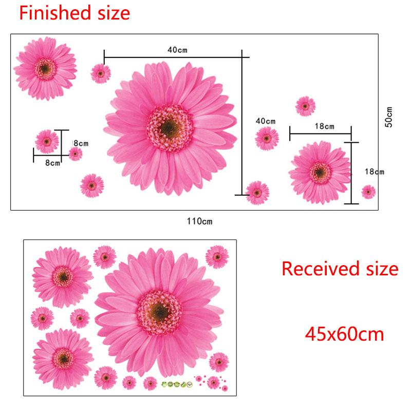 

Ромашки наклейка на стіну самоклеюча шкірка та наклейка квіткові настінні наклейки для спальні вітальні весілля домашній декор настінне мистецтво 45x60cm рожевий