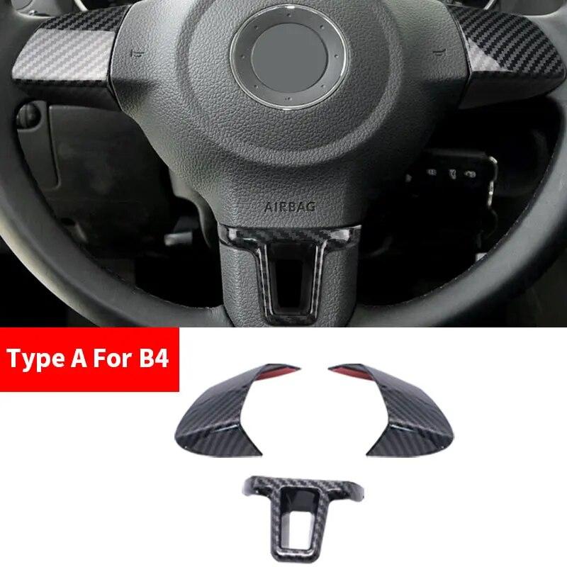 Car Styling ABS Carbon Fiber Texture Steering Wheel Cover Trim For VW Golf 6 MK6 Passat B7 Sharan Polo Jetta Tiguan Caddy Touran