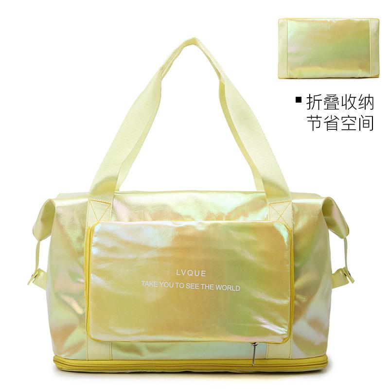 Yoga Fitness Bag Glossy Short-Distance Travel Bag Large Capacity Gradual Change Folding Storage Bag Portable Student Travel Bag