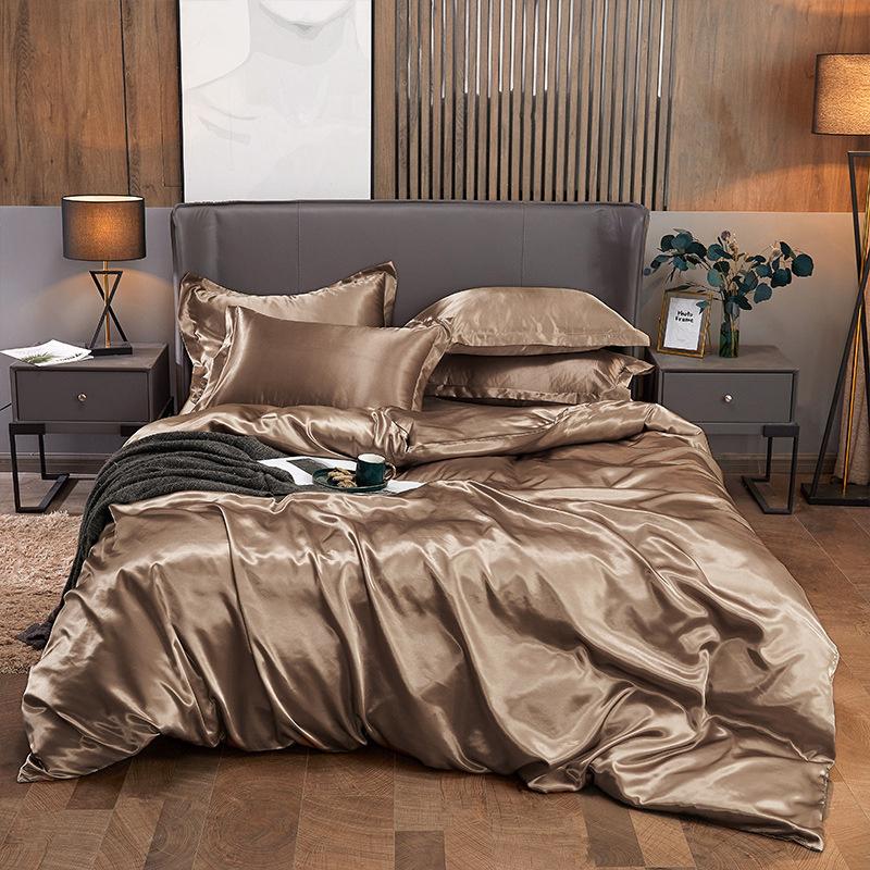 4 PCS Bedding Set Luxury Mulberry Silky Blending Bedding Set Satin Duvet Cover Set High End Single Double Comforter Cover