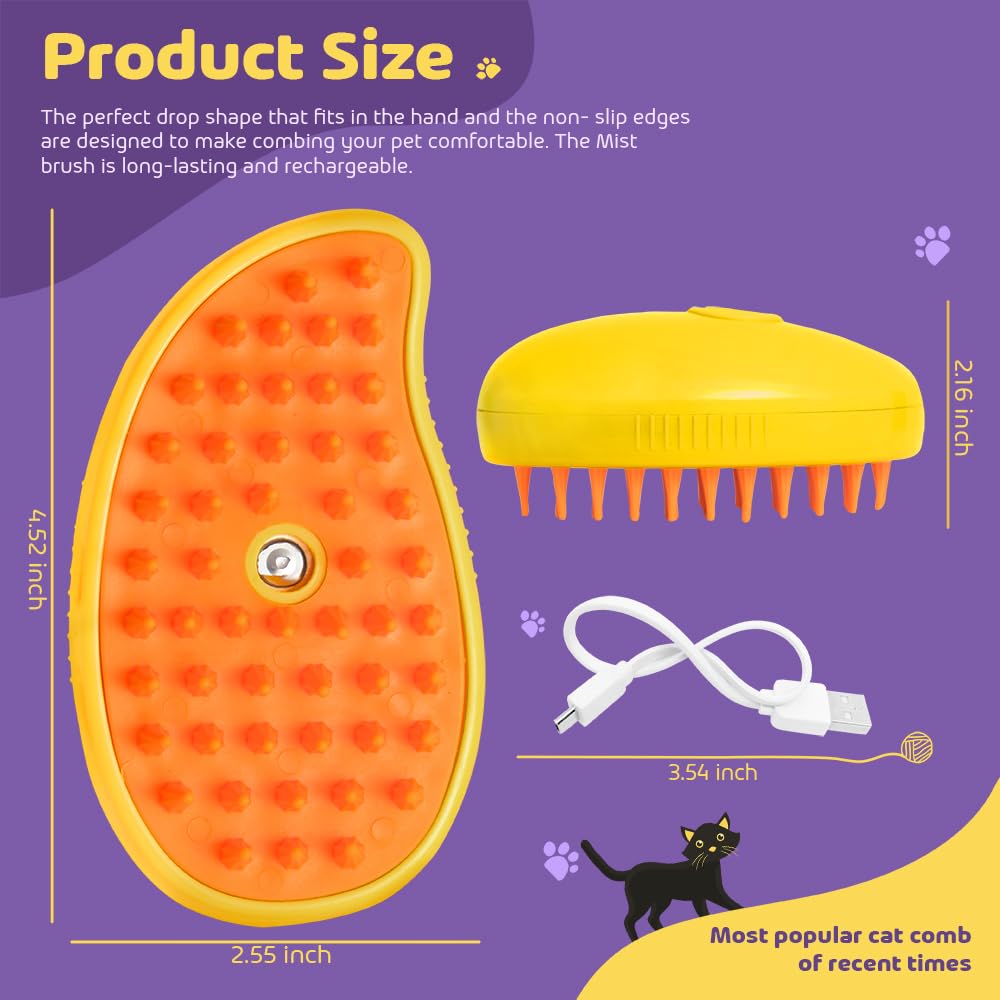 Multifunctional 3-in-1 Rechargeable Silicone Brush for Removing Tangled and Loose Hair from Cats and Dogs