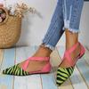 2024 Women's Fashion Pointed Toe Shallow Mouth Zebra Hollow Sandals Breathable Comfort Flat Shoes Zapatos De Mujer Sneaker Woman