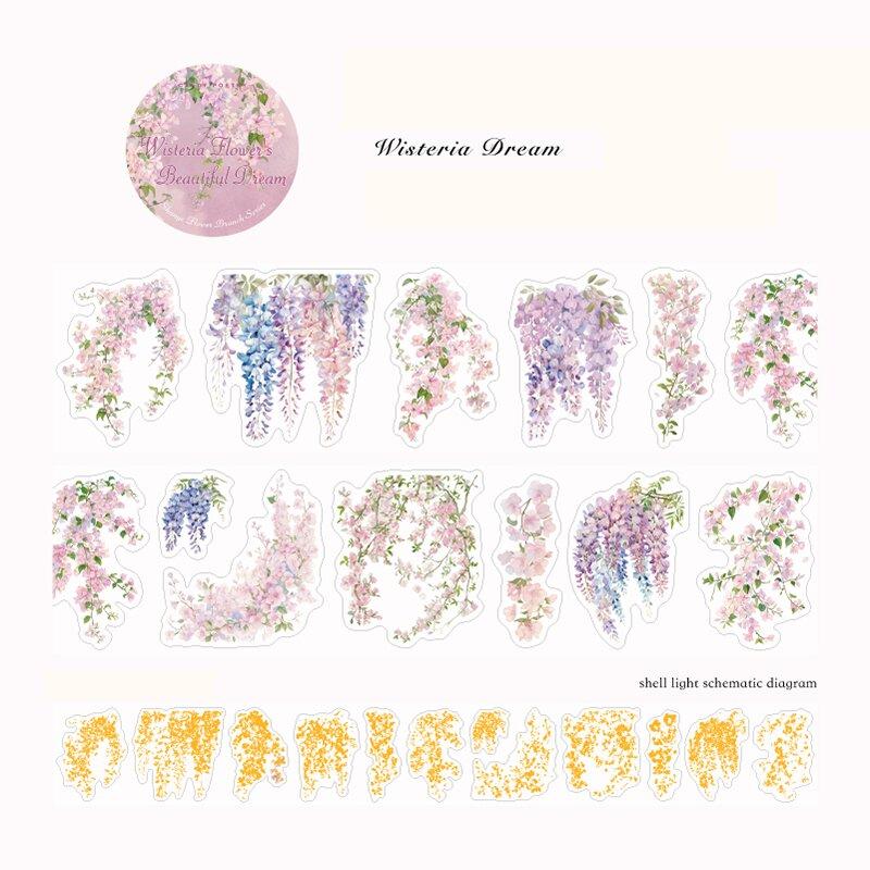 200cm/roll Tape Hill Country Flowering Branch Series PET Die-cut Tape Creative DIY Hand Account Scrapbook Decorative Tape