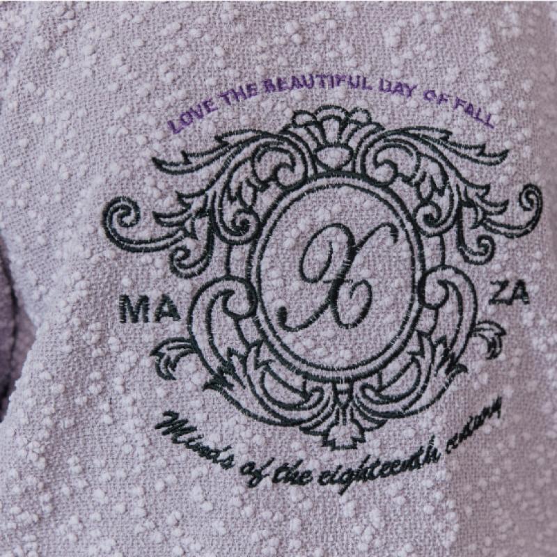 MAXZA Emblem Embroidery Puff Sleeve Tweed T shirT zc10qT602on