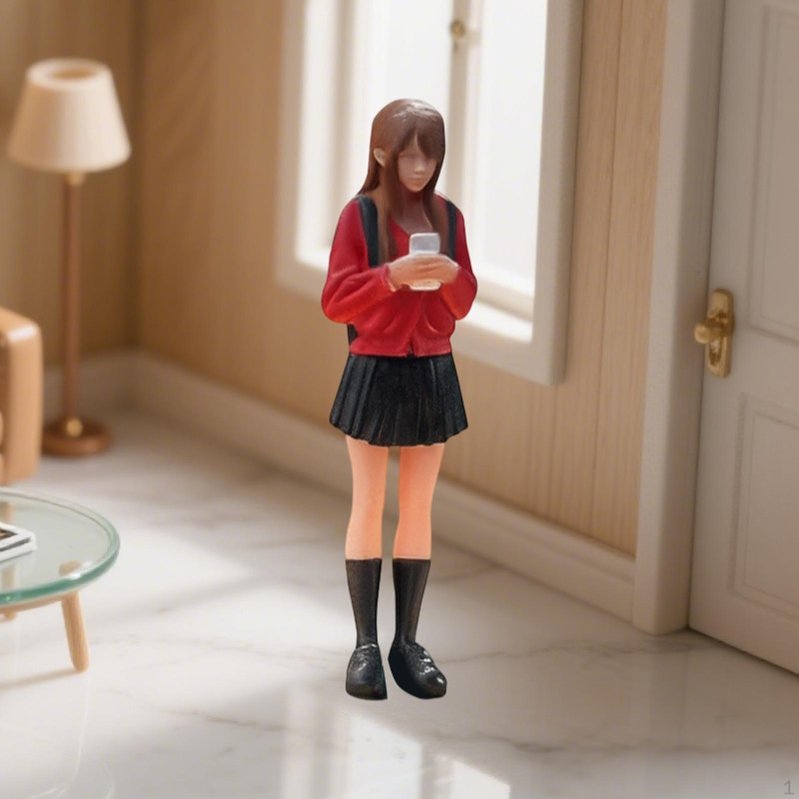 

1/64 Scale Short Skirt Girl toy, Resin Model Role Play Stimulated Tiny People for Desktop