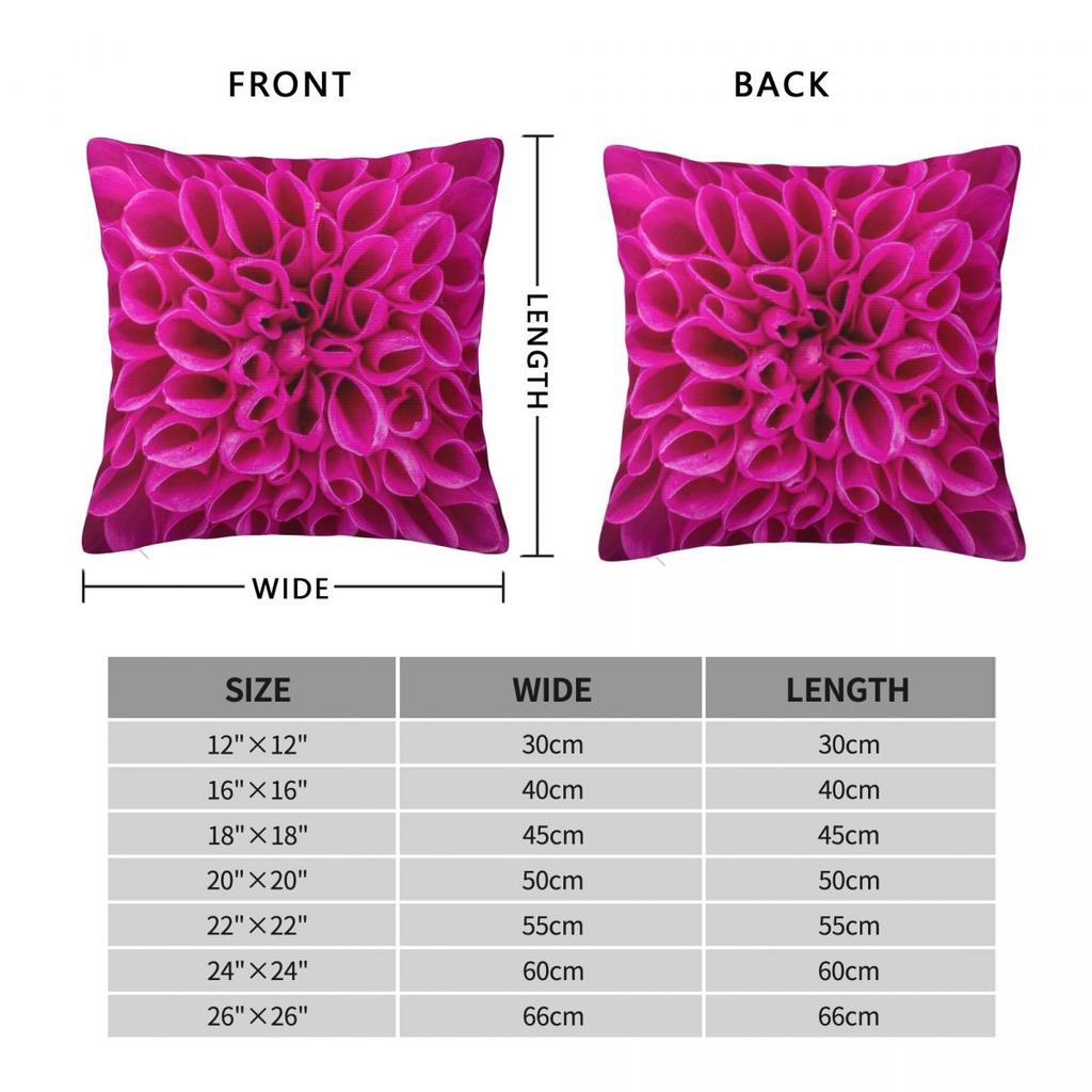 Fuchsia Pink Flower Square Pillowcase Polyester Linen Velvet Creative Zip Decorative Pillow Case Room Cushion Cover