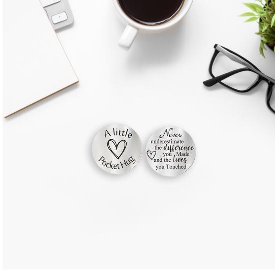 1 Set inspirierendes „Decision Coin Hug“-Taschen-Schlüsselanhänger-Set mit Gravur, inspirierendes Geschenk