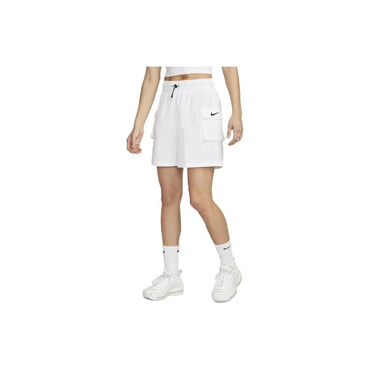Nike Sportswear Essential Logo Elastic Waist Loose Shorts Women Bottoms White DM6247-100